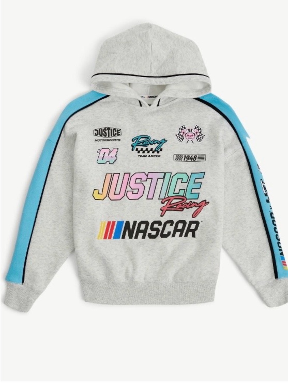 Justice Racing NASCAR‎ Hooded Sweatshirt - Light Gray & Blue